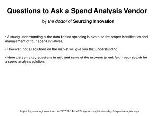 Questions to Ask a Spend Analysis Vendor