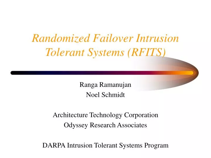 randomized failover intrusion tolerant systems rfits