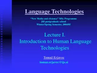 Language Technologies