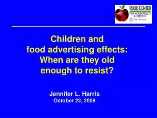 Children and food advertising effects: When are they old enough to resist?