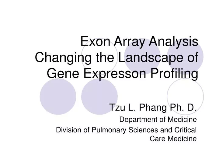 exon array analysis changing the landscape of gene expresson profiling