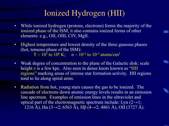 ionized hydrogen hii