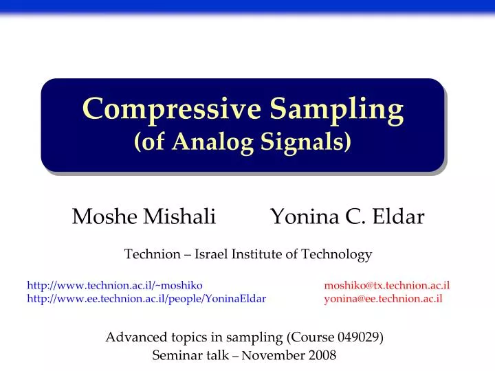 compressive sampling of analog signals