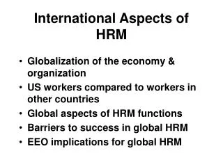 International Aspects of HRM