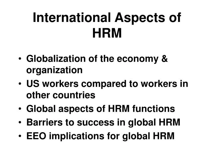 international aspects of hrm