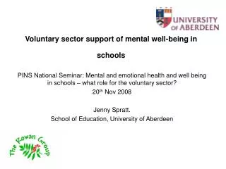 Voluntary sector support of mental well-being in schools