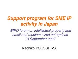 Support program for SME IP activity in Japan