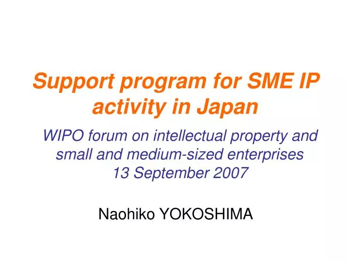 support program for sme ip activity in japan