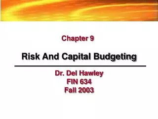 Risk And Capital Budgeting