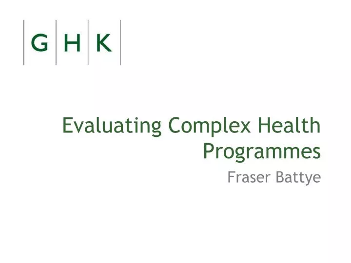 evaluating complex health programmes