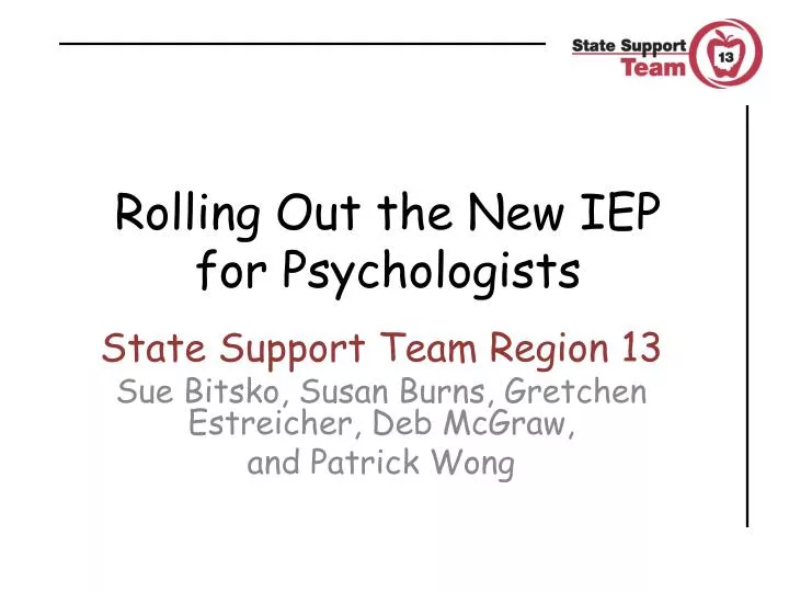 rolling out the new iep for psychologists