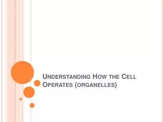 Understanding How the Cell Operates (organelles)