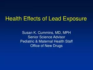 Health Effects of Lead Exposure