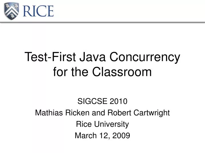 test first java concurrency for the classroom