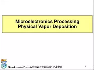 Microelectronics Processing Physical Vapor Deposition