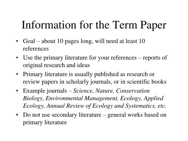 information for the term paper