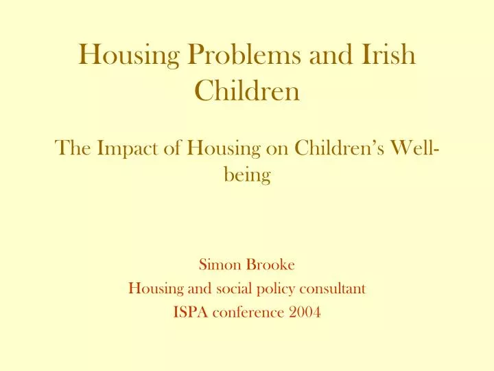 housing problems and irish children