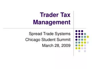 Trader Tax Management