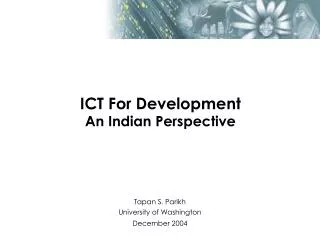 ICT For Development An Indian Perspective