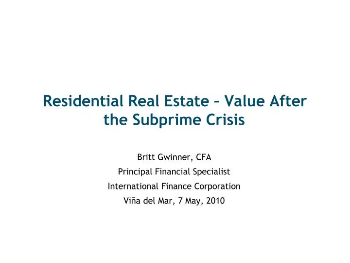 residential real estate value after the subprime crisis