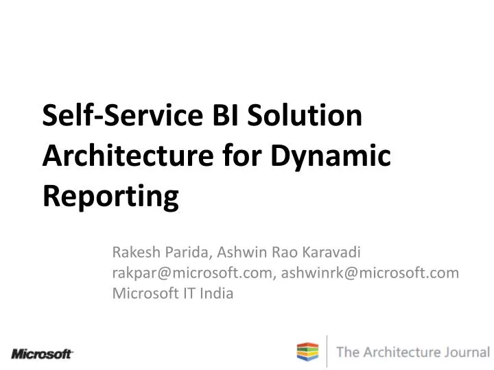 self service bi solution architecture for dynamic reporting