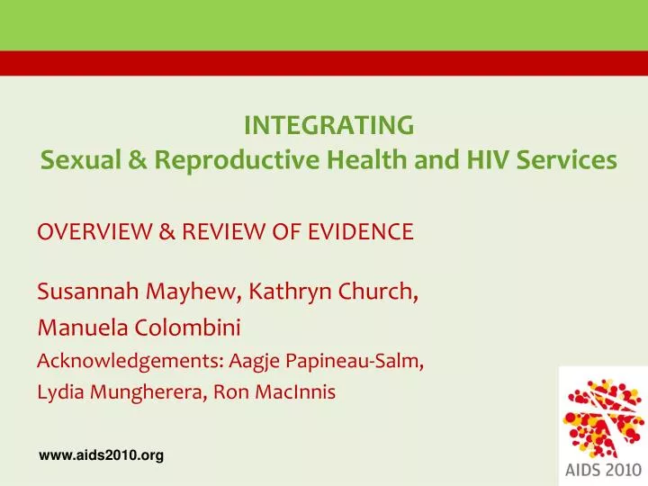 integrating sexual reproductive health and hiv services