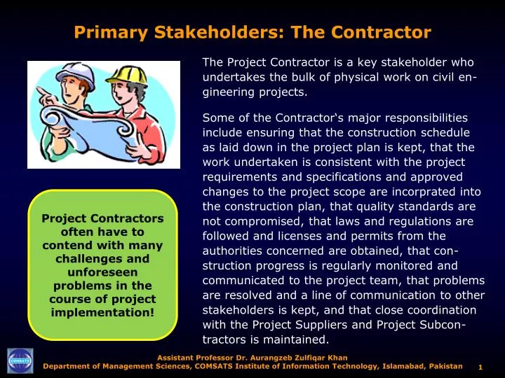 primary stakeholders the contractor