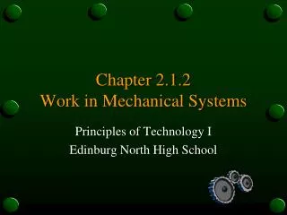 Chapter 2.1.2 Work in Mechanical Systems