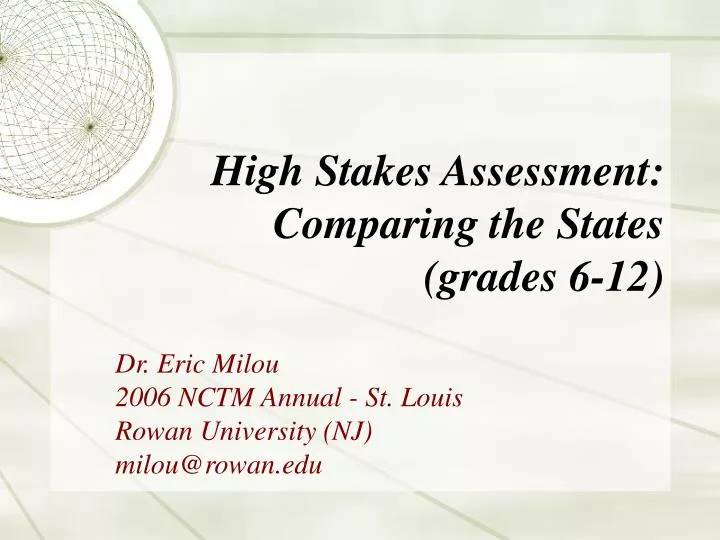 high stakes assessment comparing the states grades 6 12