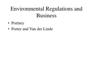Environmental Regulations and Business