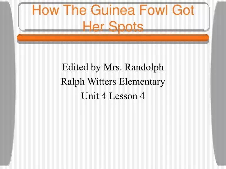 how the guinea fowl got her spots