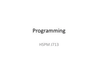 Programming HSPM J713 Programming languages and systems