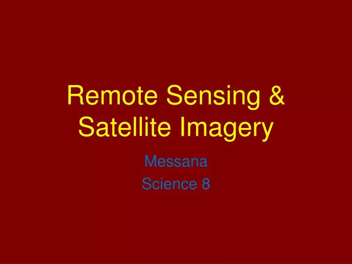 remote sensing satellite imagery