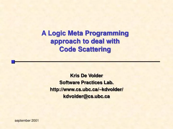 a logic meta programming approach to deal with code scattering