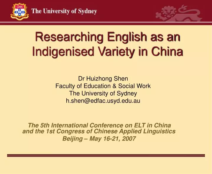 researching english as an indigenised variety in china