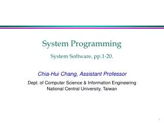 System Programming System Software, pp.1-20.