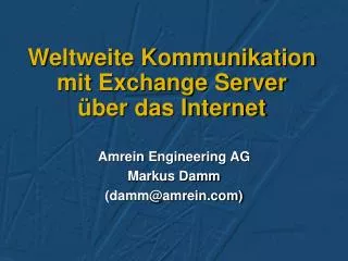 Weltweite Kommunikation mit Exchange Server über das Internet