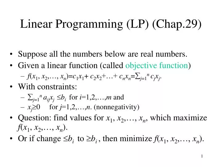 linear programming lp chap 29