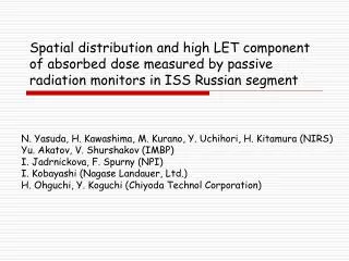 Spatial distribution and high LET component of absorbed dose measured by passive radiation monitors in ISS Russian segm