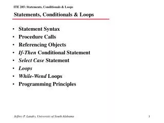 Statements, Conditionals &amp; Loops