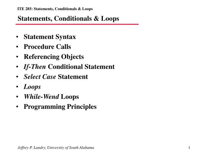 statements conditionals loops