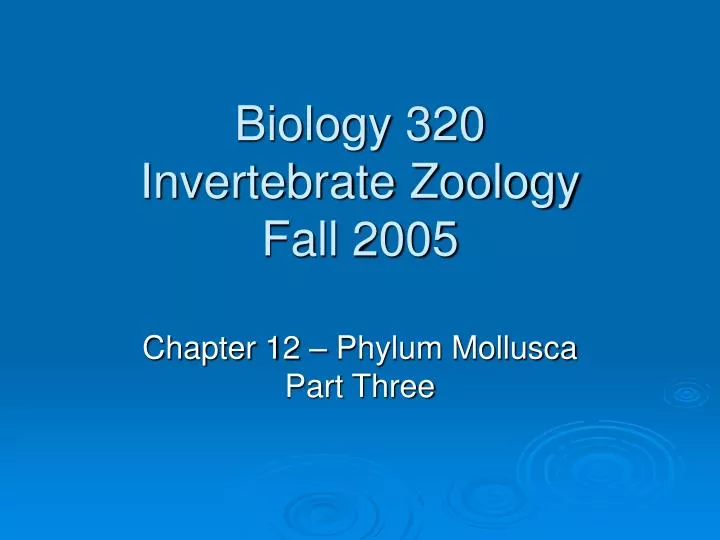 biology 320 invertebrate zoology fall 2005