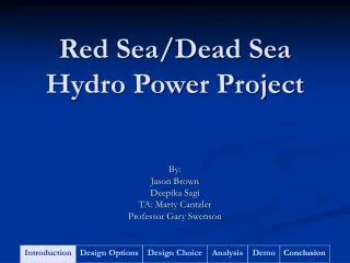 Red Sea/Dead Sea Hydro Power Project