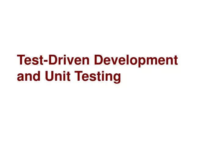 test driven development and unit testing