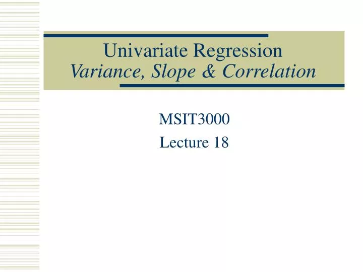 univariate regression variance slope correlation