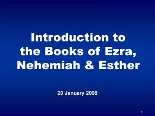 Introduction to the Books of Ezra, Nehemiah &amp; Esther