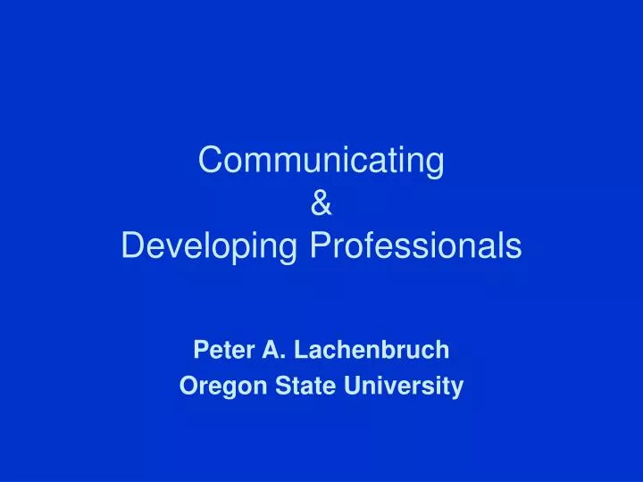 communicating developing professionals