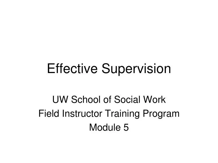 effective supervision