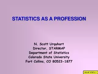 STATISTICS AS A PROFESSION