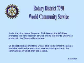 Rotary District 7750 World Community Service